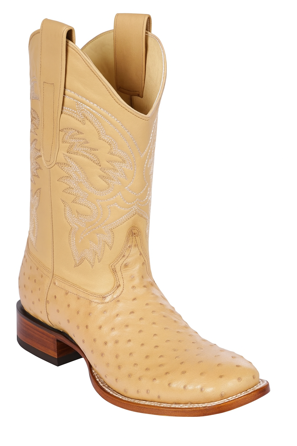 Men's Los Altos Ostrich Skin Wide Square Toe Boots - B-New Designer Collection
