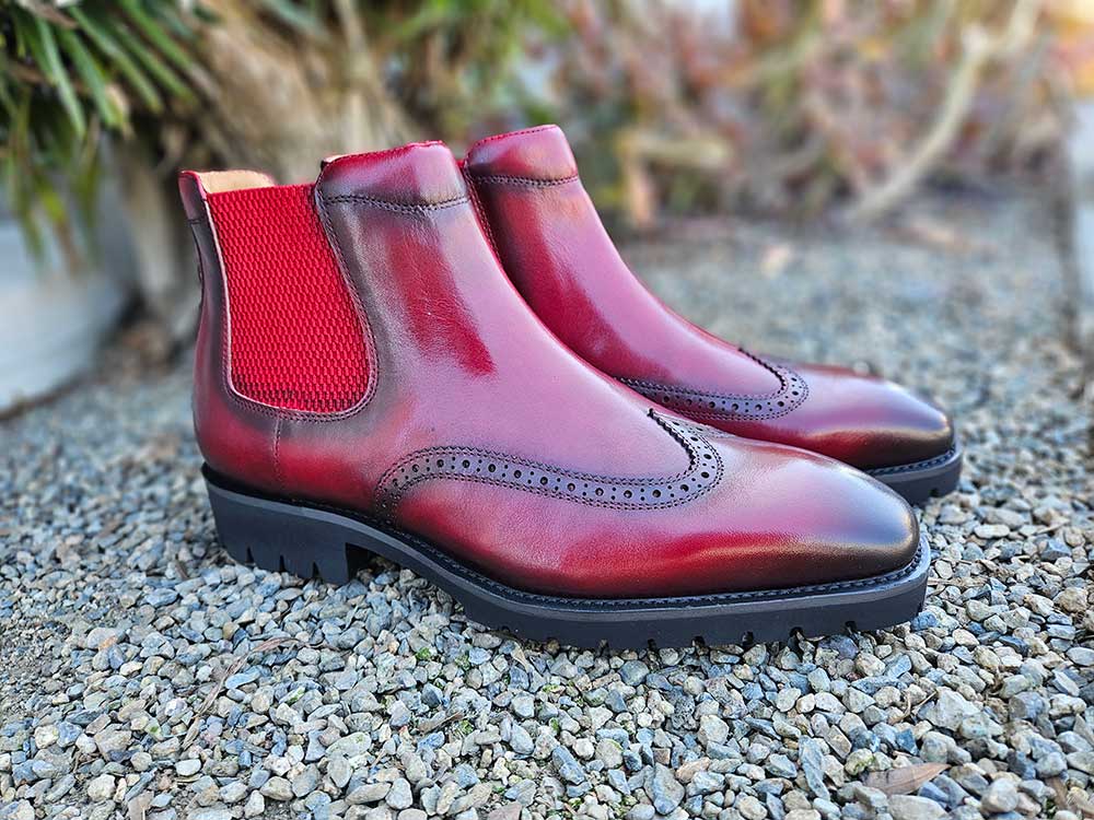 Carrucci Lug Sole Chelsea Boot with Wingtip Toe