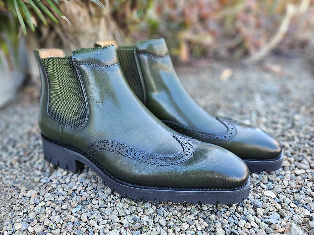 Carrucci Lug Sole Chelsea Boot with Wingtip Toe