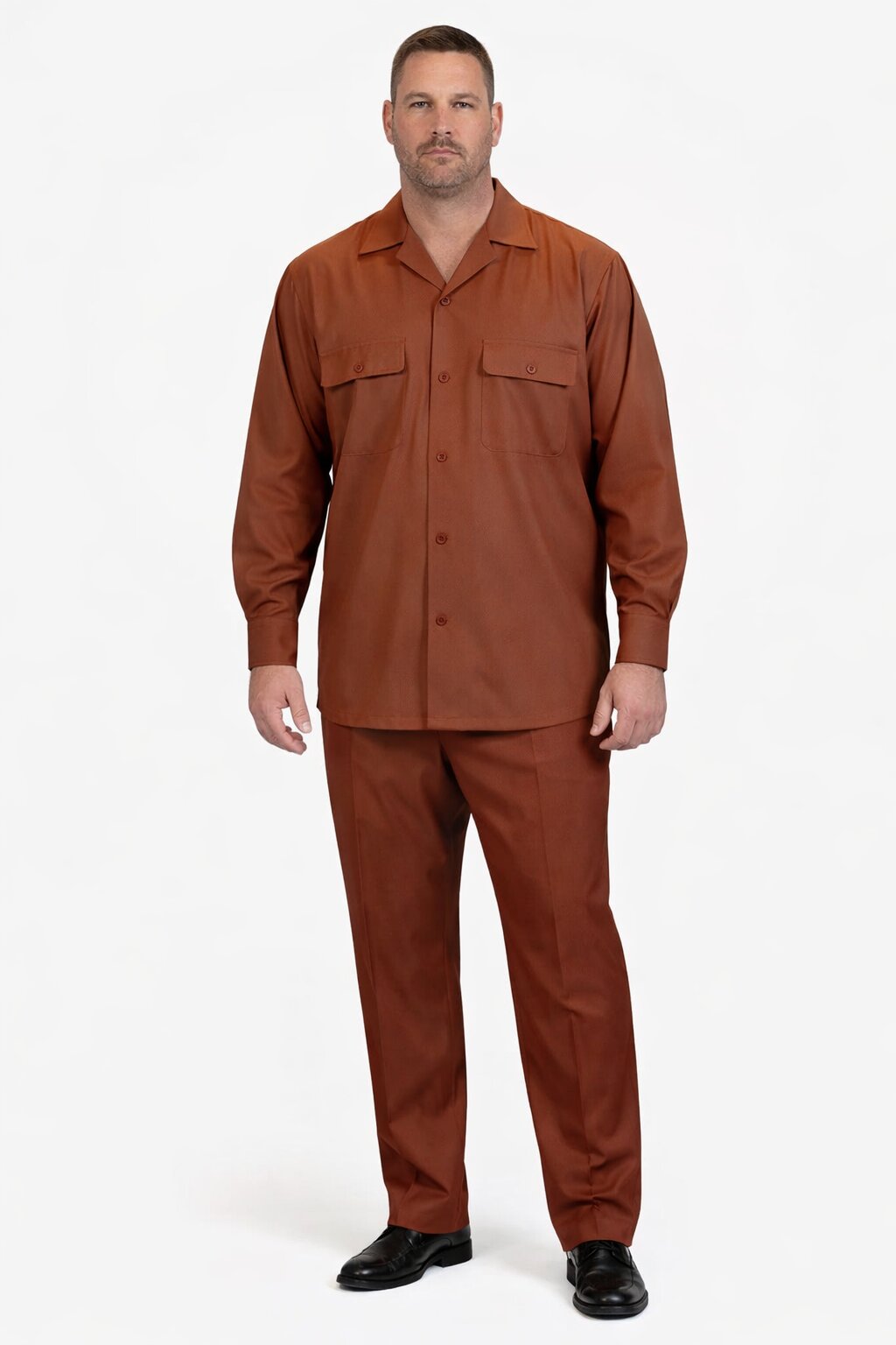Mens Luxury Copper Wool Two-Piece Leisure Walking Suit