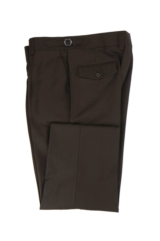 Tiglio Luxe Brown Semi-Wide Leg Wool Marbella Dress Pants TIG1003