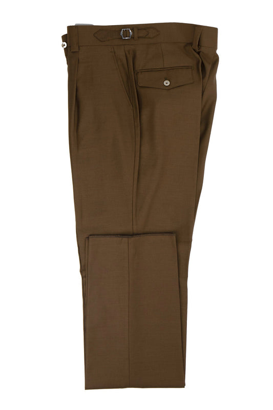 Tiglio Luxe Tobacco Semi-Wide Leg Wool Marbella Dress Pants