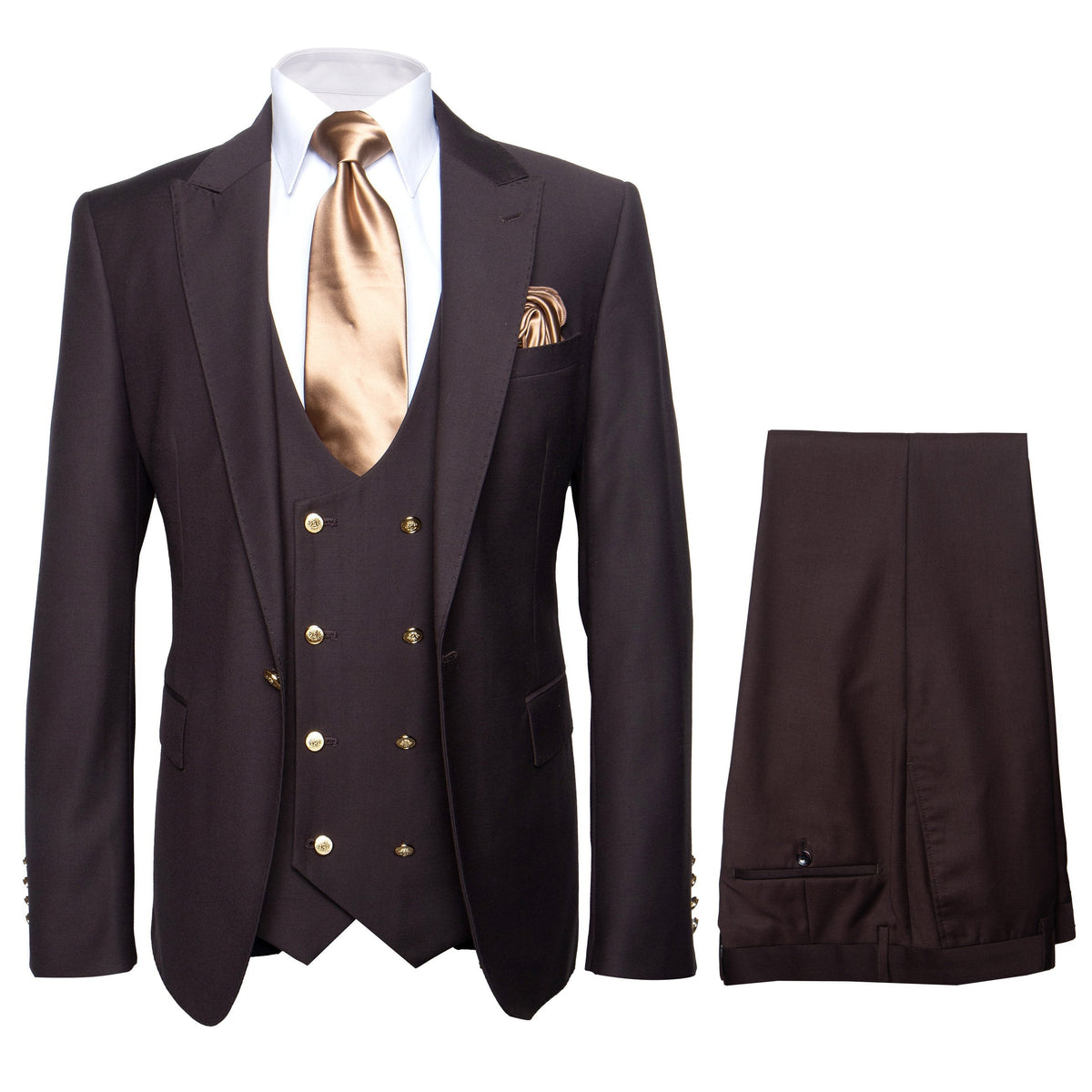 Chocolate Brown Slim Fit Suit Rossi Man Max 3-Piece Formal Set-New Designer Collection