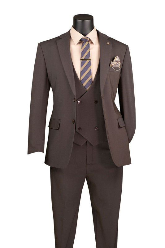 Modern Fit 3-Piece Suit with Vest and Adjustable Waistband Pants