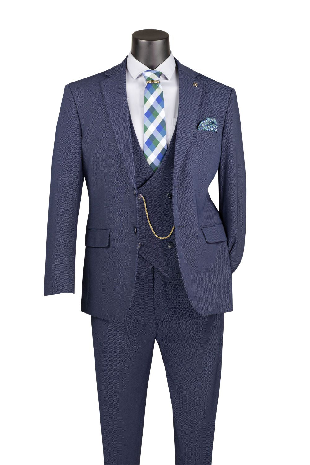 Modern Fit 3-Piece Suit with Vest and Adjustable Waistband Pants