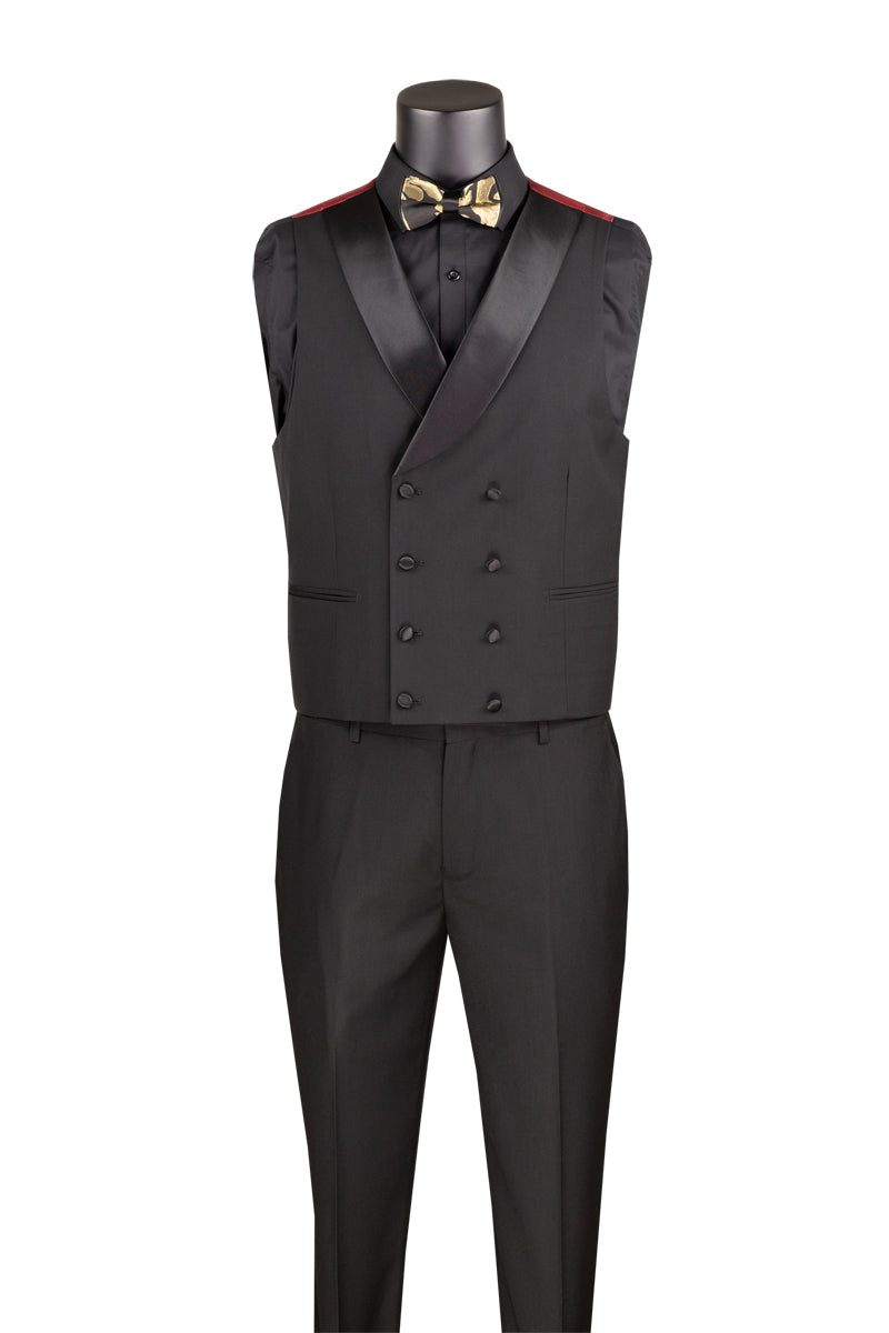 Black Gold Modern Fit 3 Piece Suit with Matching Bow Tie