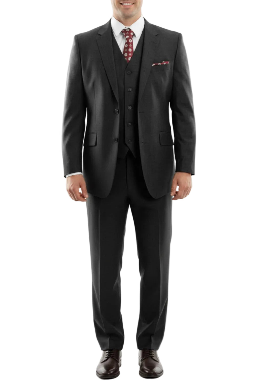 Arezzo Collection - 100% Wool Modern Fit Italian Style 3-Piece Suit