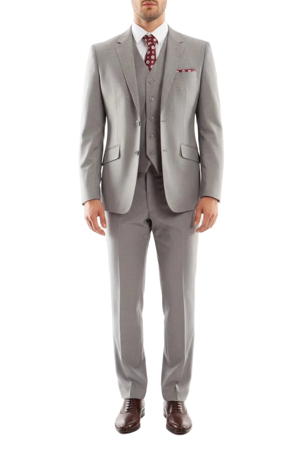 Arezzo Collection - 100% Wool Modern Fit Italian Style 3-Piece Suit