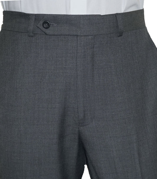 Washable Wool Blend Flat Front Medium Gray Pants