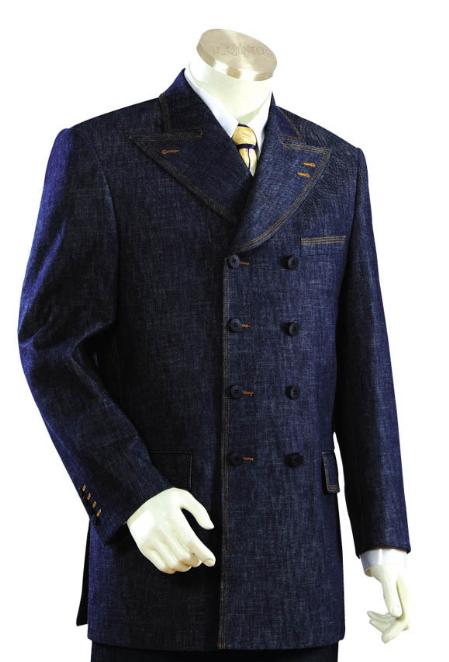 Men's Long Zoot Suit in Blue Color