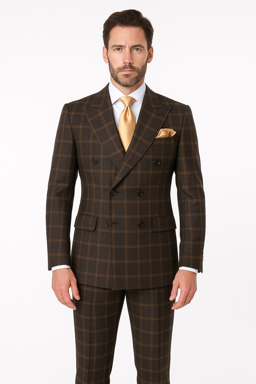 Mens Black Windowpane Wool Overcoat â€“ Classic Long Checkered Coat Checkered Plaid Pattern