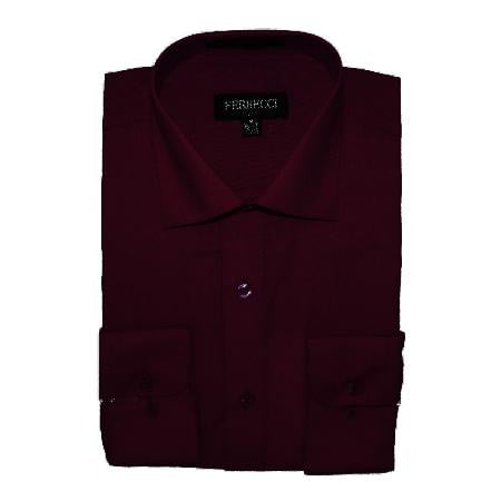 Slim Fit - Burgundy ~ Maroon ~ Wine Color Men's Dress Shirt