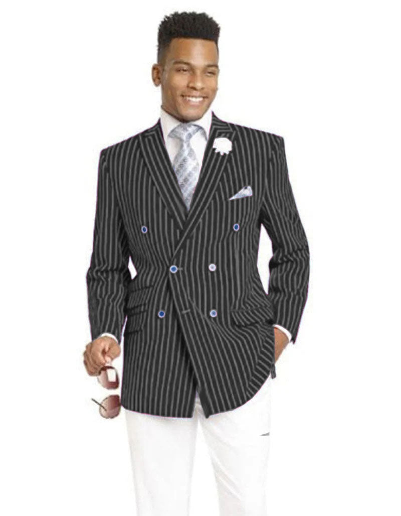 Mens Double Breasted Blazer in Color Navy - Pinstripe Sportcoat - New Arrival