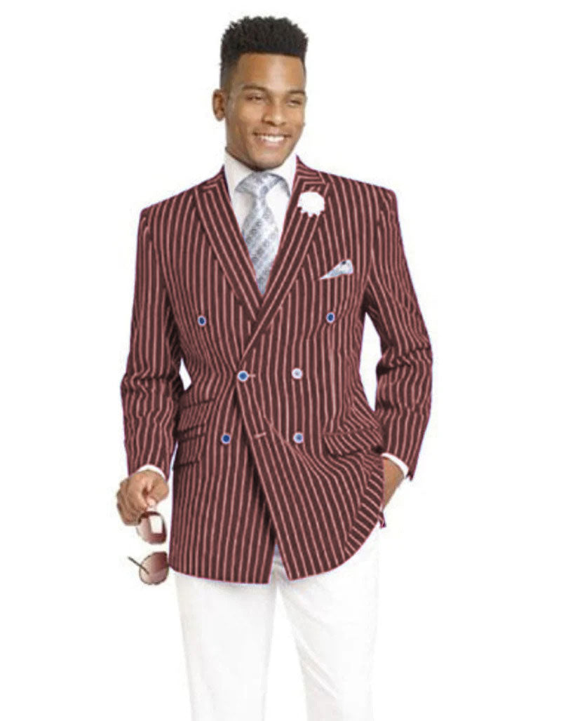 Mens Double Breasted Blazer in Color Navy - Pinstripe Sportcoat - New Arrival