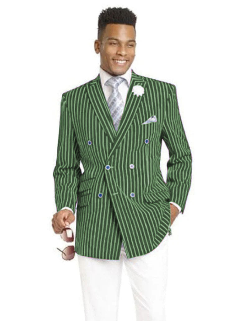 Mens Double Breasted Blazer in Color Navy - Pinstripe Sportcoat - New Arrival