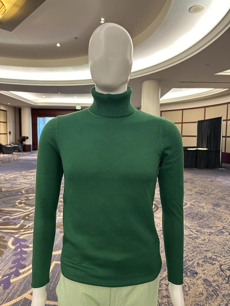 Mens Classic Emerald Green Turtleneck Sweater Slim Fit Knit Pullover