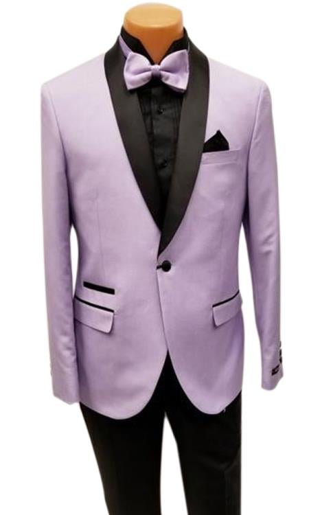 Men's One Button Shawl Lapel Lavender Prom 2026 Wedding Tuxedo Jacket & Pants Perfect for Prom 2026 & Wedding