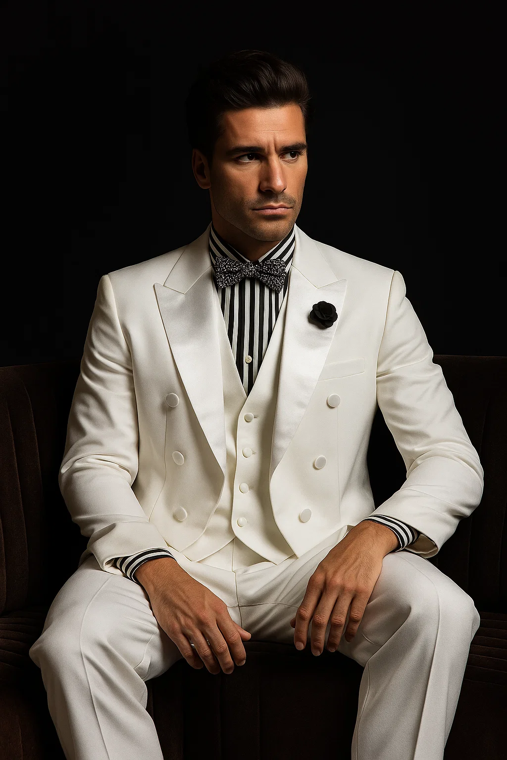 Mens Classic Vested Tail Tuxedo in White