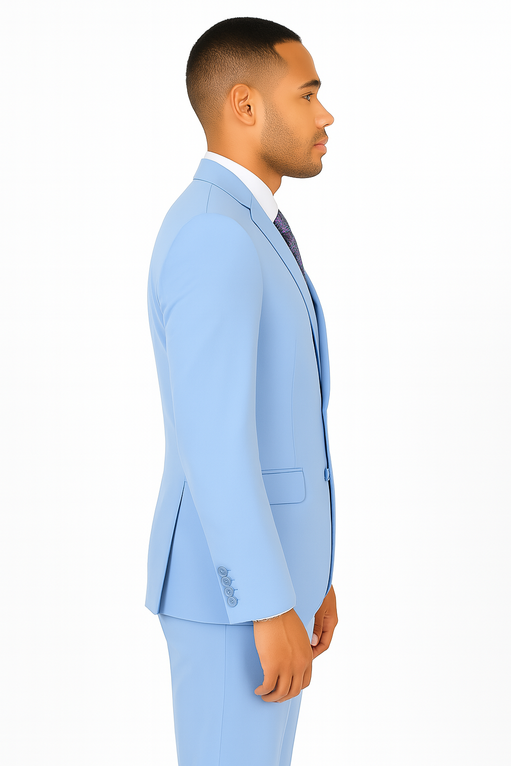 Ultra Slim Fit 2 Piece Suit Stretch Fabric in Solid Light Blue