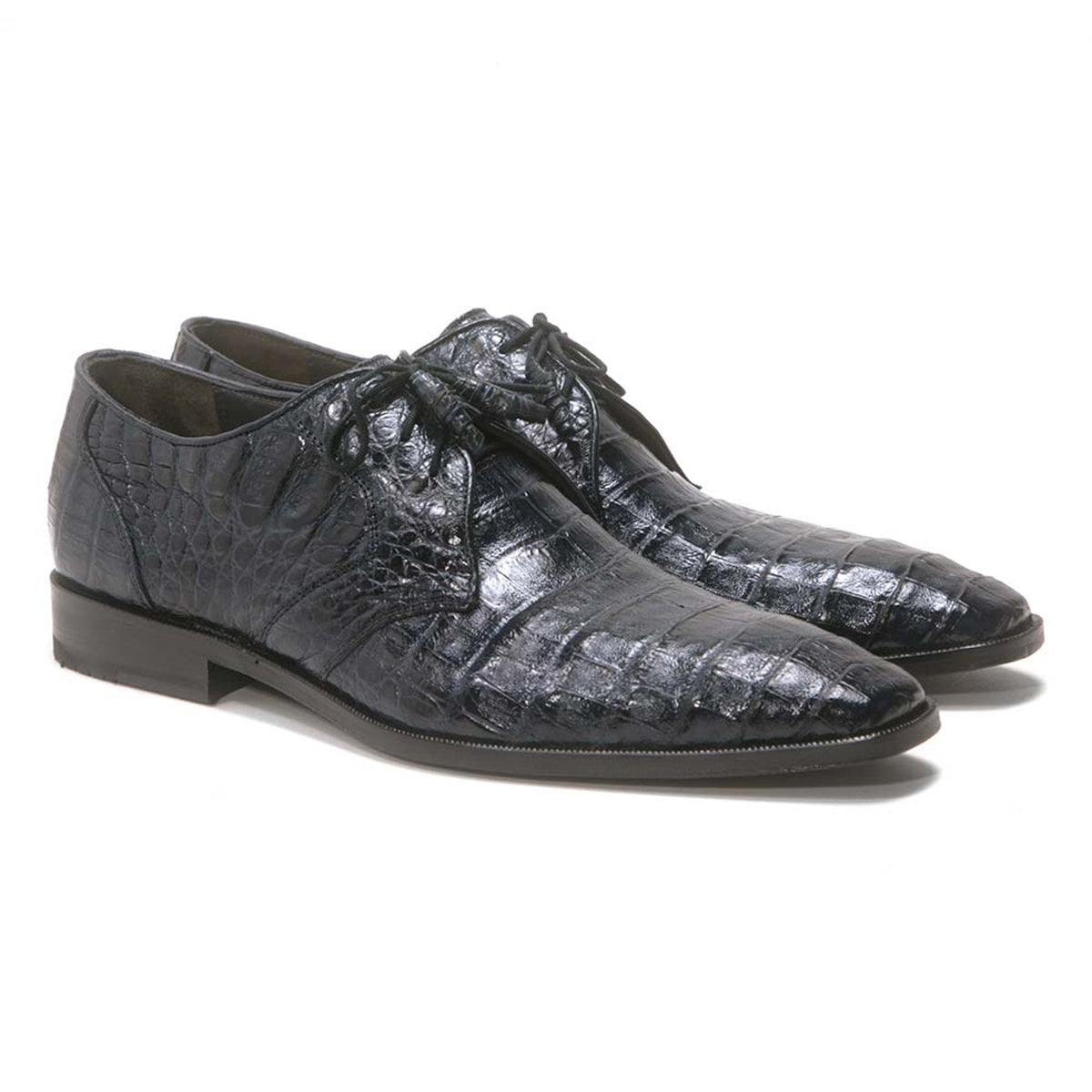 Los Altos Men's Navy Blue Genuine Caiman Crocodile Belly Oxford Shoes