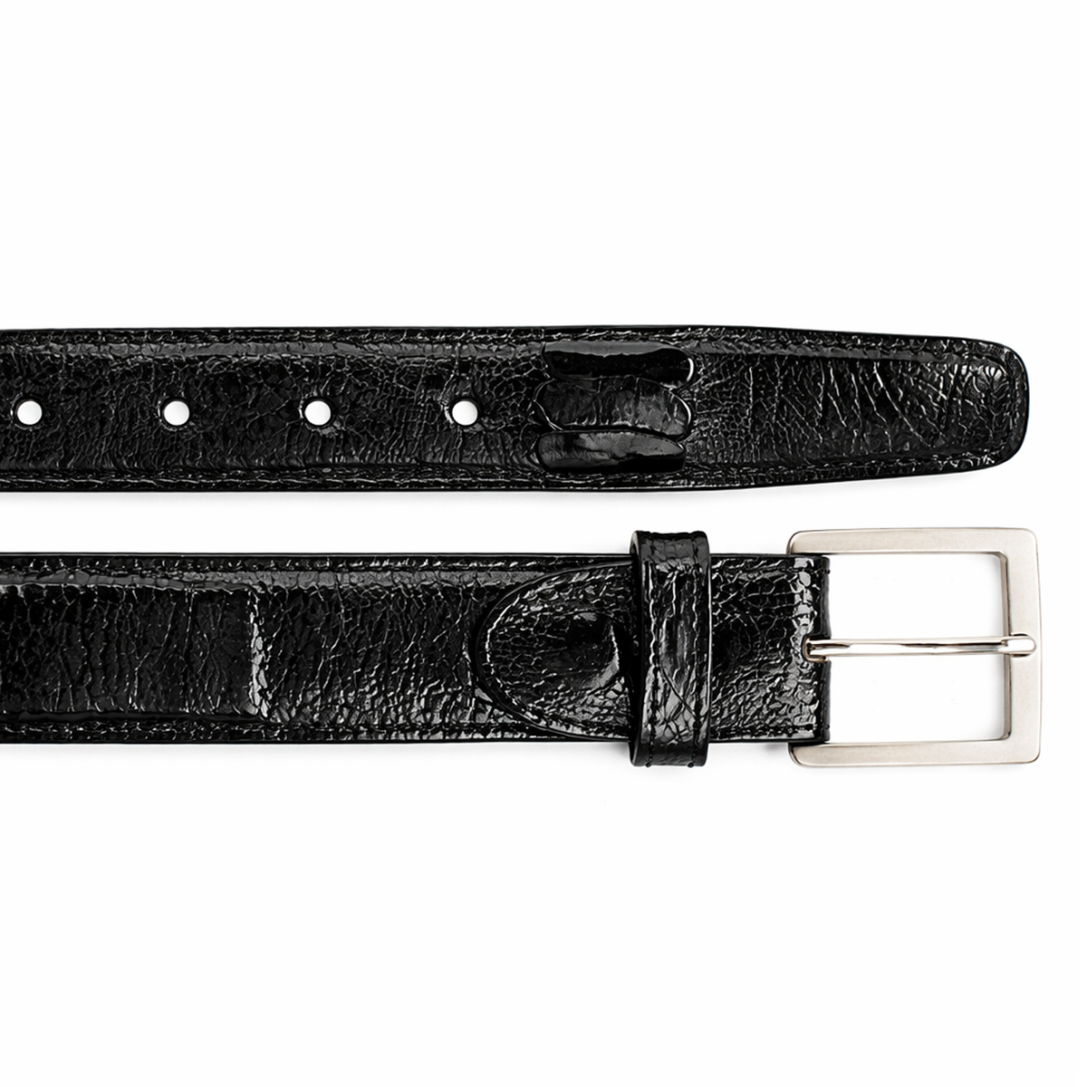 Belvedere Ostrich Leg Belt- Black