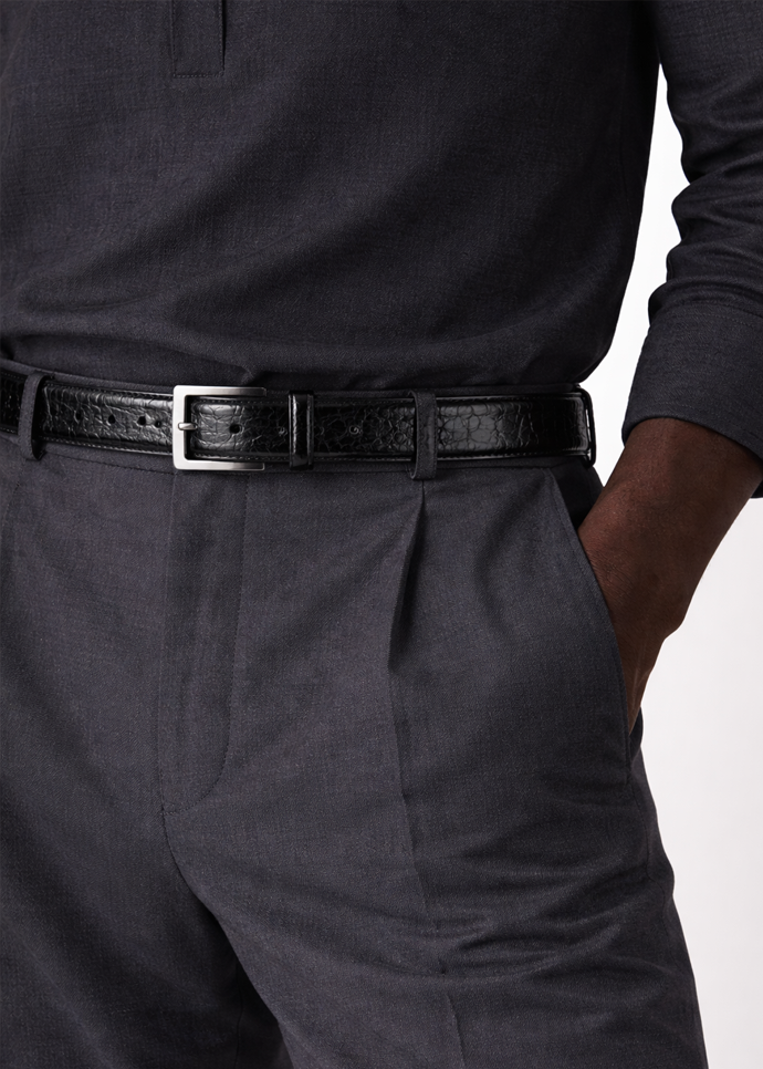 Belvedere Ostrich Leg Belt- Black