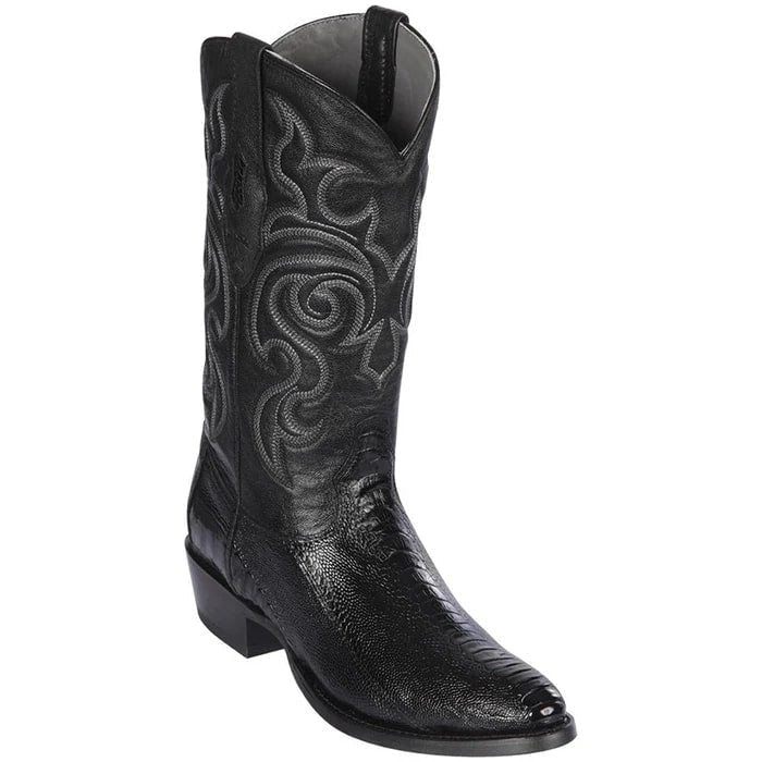 Los Altos Boots - Mens Dress Cowboy Boot - Low Priced Ostrich Leg Cowboy Boots R-Toe - in Black