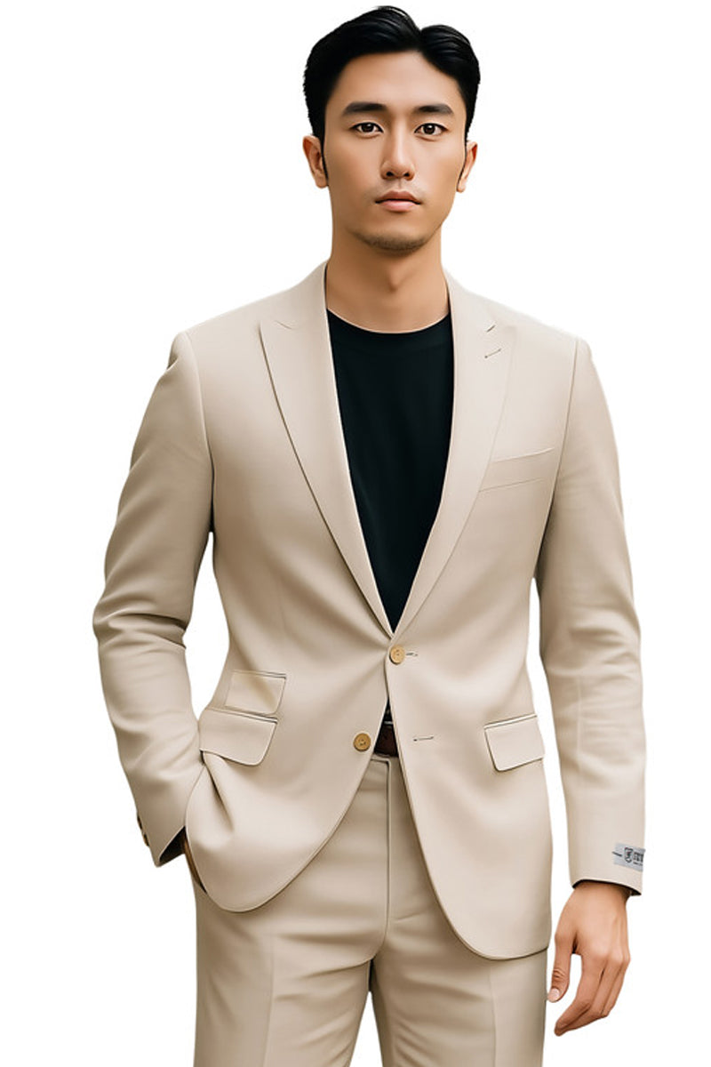 Men's Stacy Adams Basic Slim Fit Wedding & Business Suit in Tan