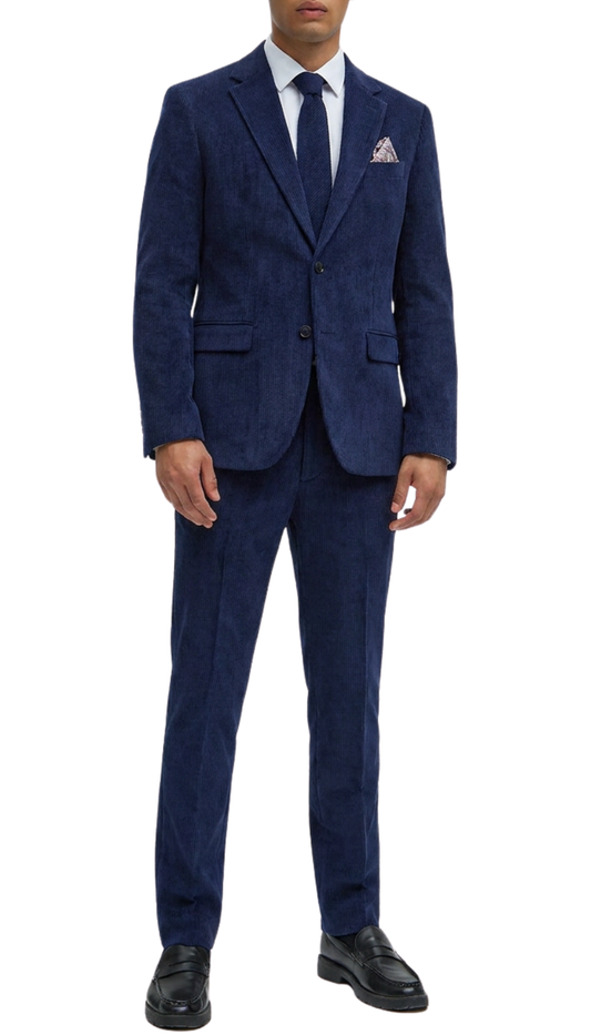 Mens Fall Fabric Cotton corduroy Suit - Winter Jacket and Pants in Color "Navy"