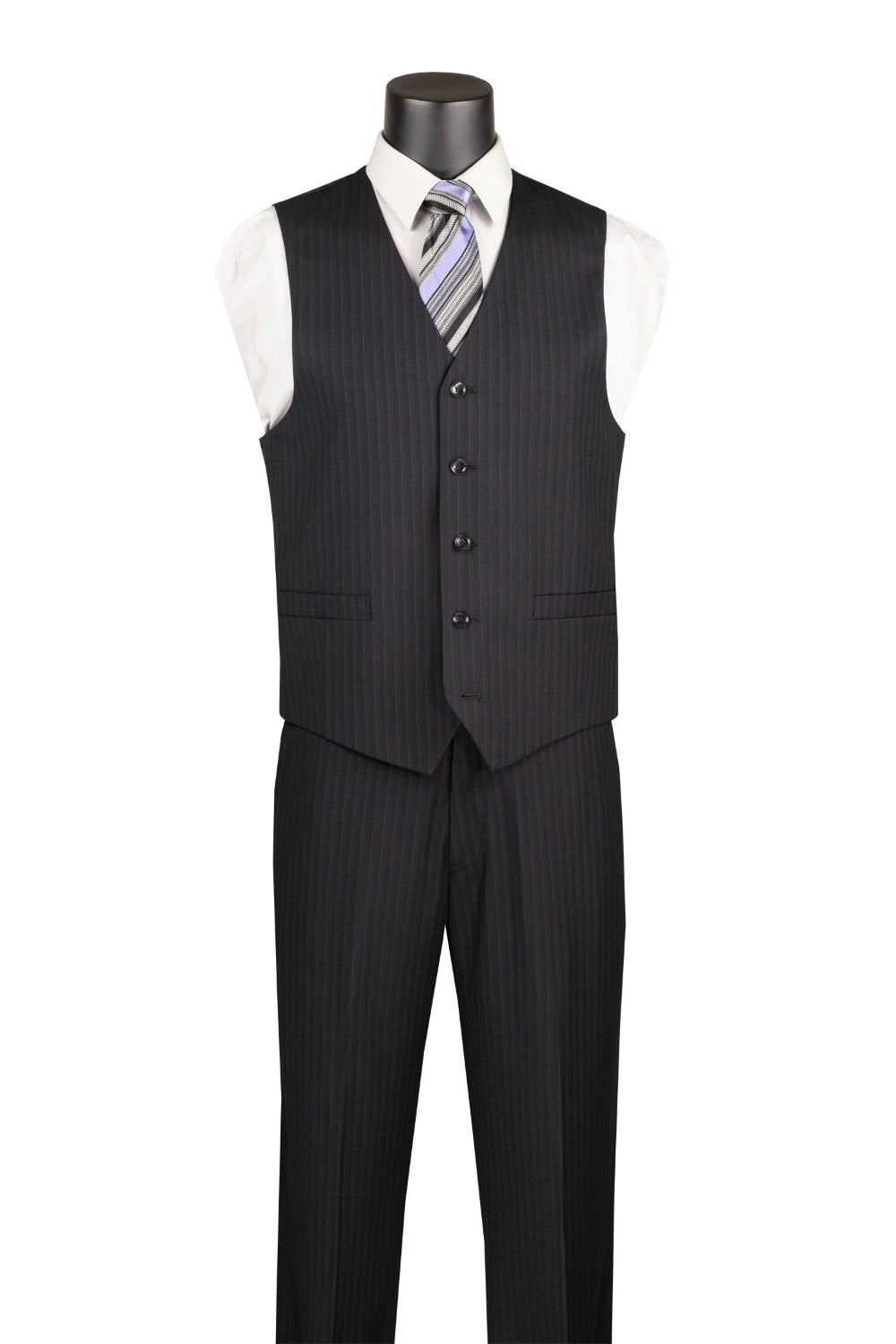 Sovana Collection - Regular Fit 3-Piece Suit 2 Button Tone-on-Tone Stripe