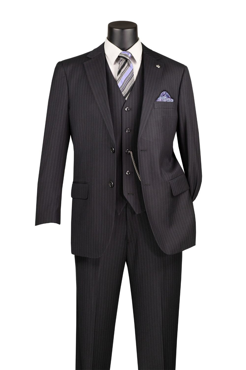 Sovana Collection - Regular Fit 3-Piece Suit 2 Button Tone-on-Tone Stripe