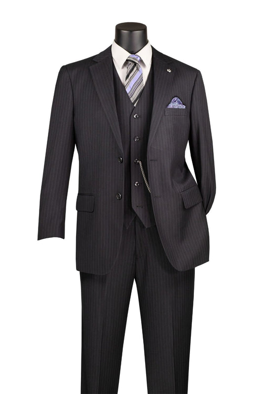 Sovana Collection - Regular Fit 3-Piece Suit 2 Button Tone-on-Tone Stripe