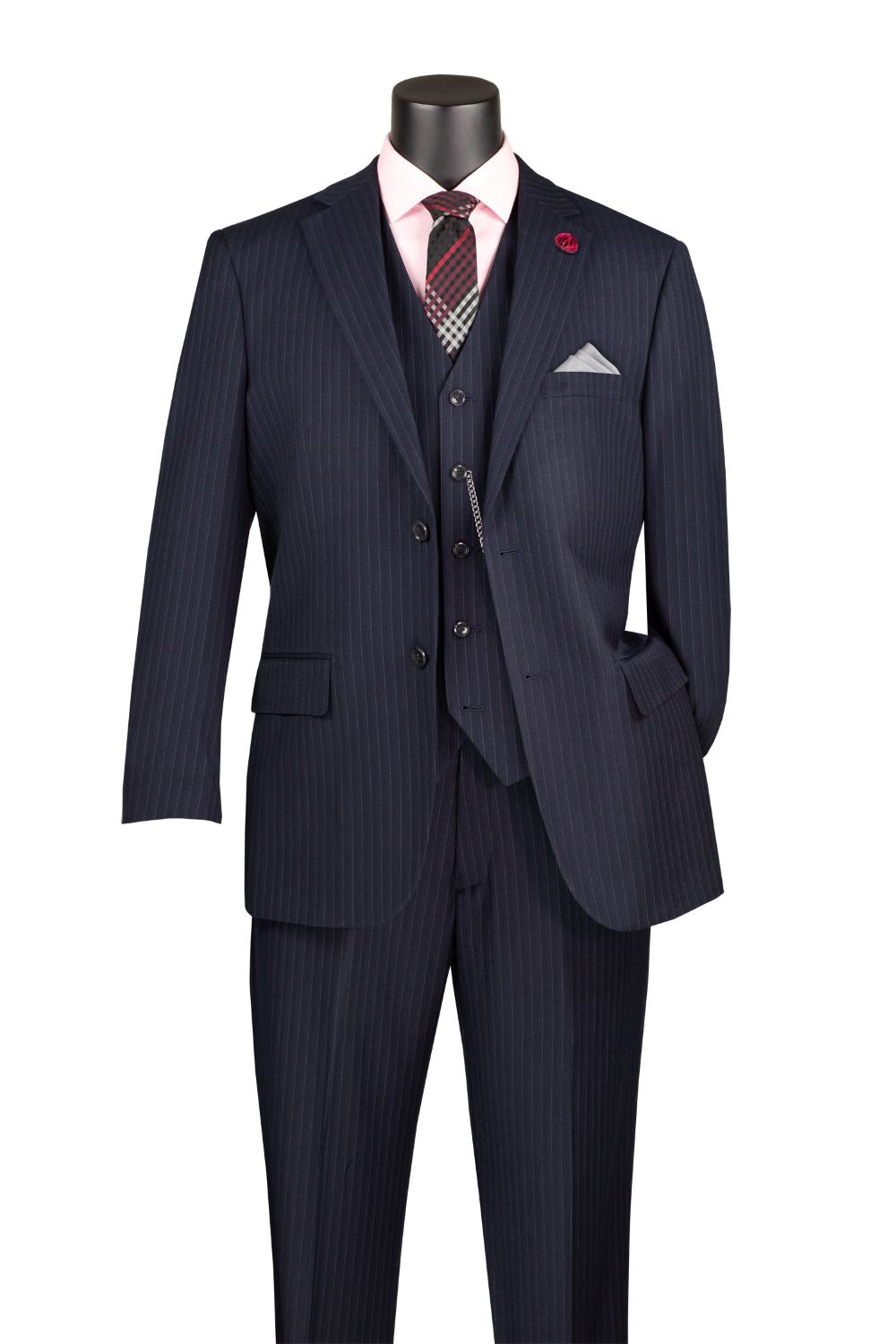 Sovana Collection - Regular Fit 3-Piece Suit 2 Button Tone-on-Tone Stripe