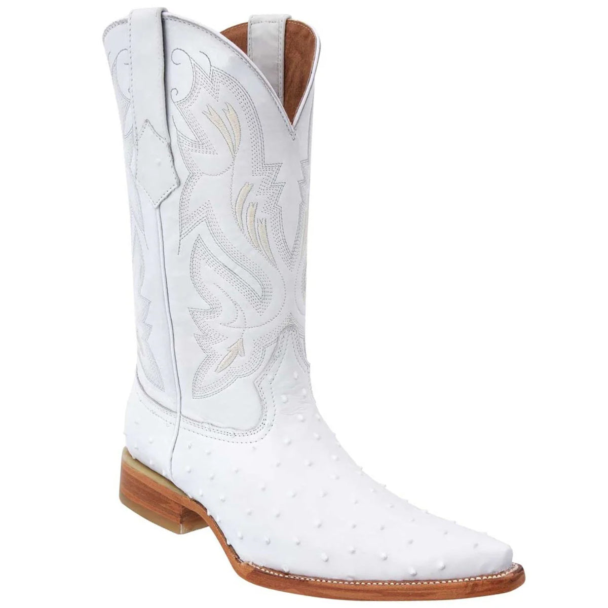 Mens White Diamond Boot White Ostrich Print Western Boots Pointy Toe Pointed Toe