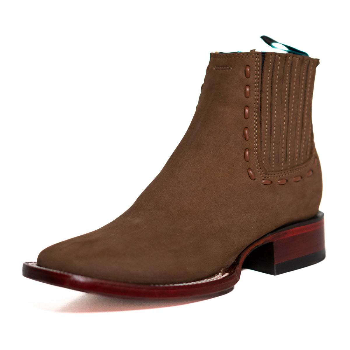 Los Altos Women's Boot Wide Square Toe Nobuck Taupe Leather Sole