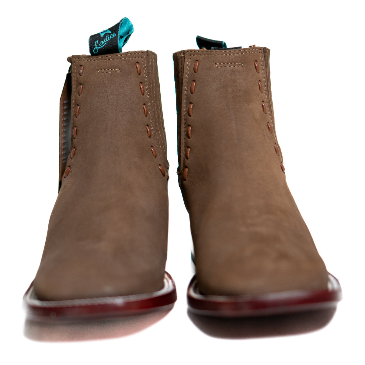 Los Altos Women's Boot Wide Square Toe Nobuck Taupe Leather Sole