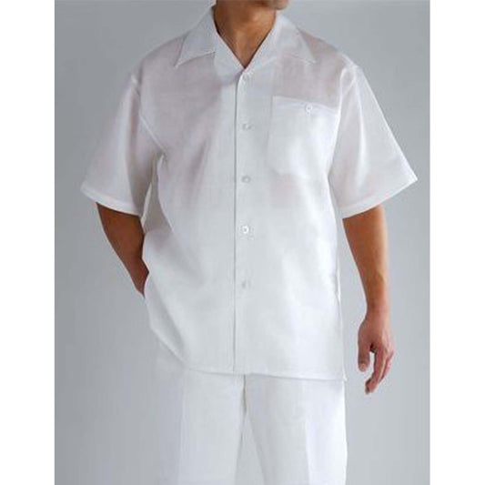 Mens White Linen Shirt and Pants Casual Outfit Set