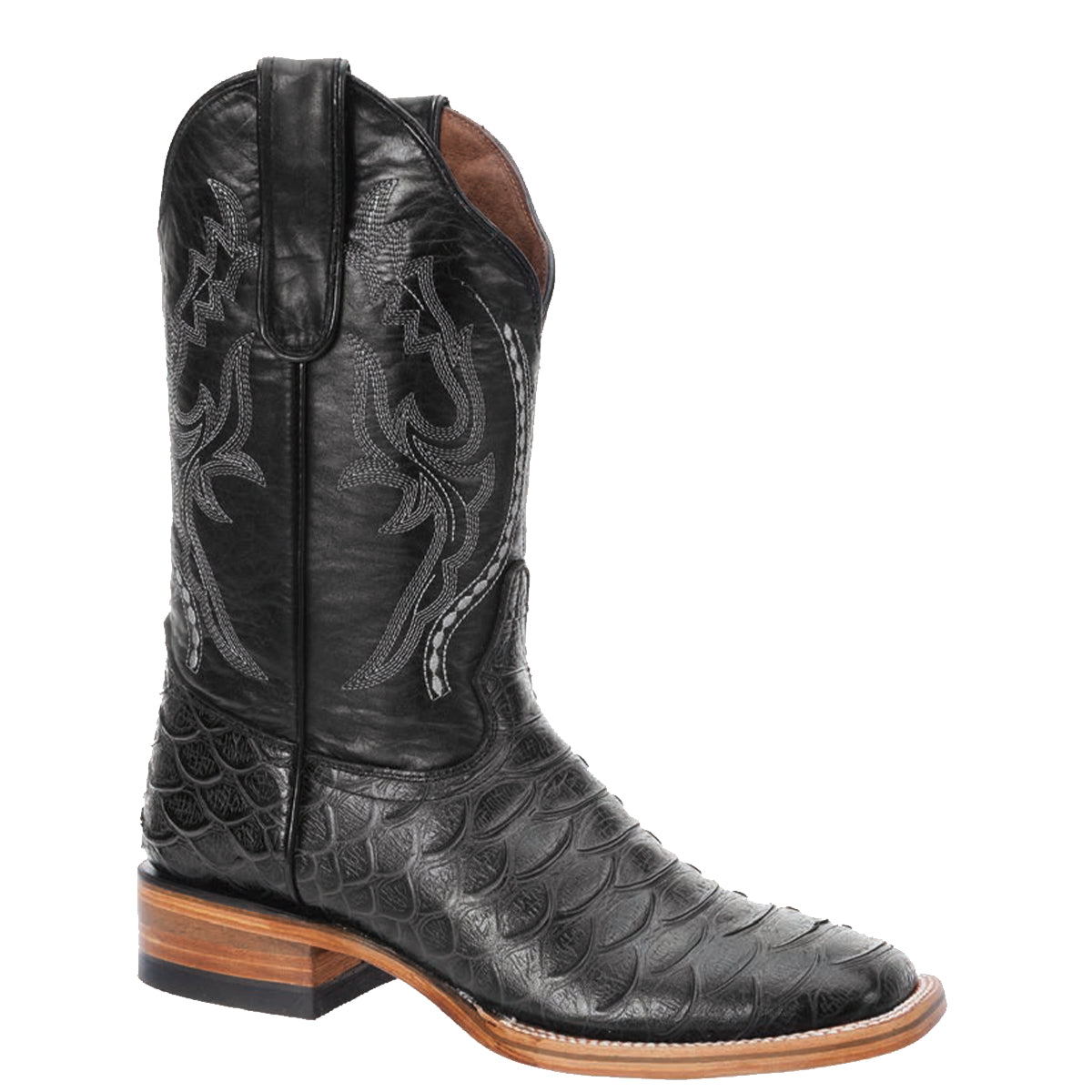 Mens White Diamond Boot Python Print Cowboy Boots Square Toe