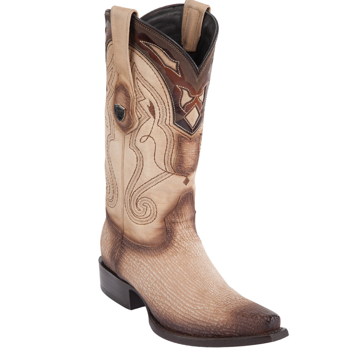 Men’s Shark Skin Cowboy Boots, Western Exotic Boots in Brown, Sand and Cognac