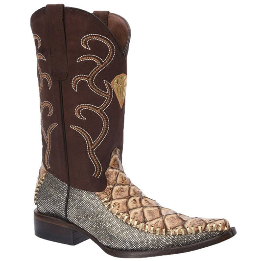 Botas de Pescado Pirarucu Grabado en Horma 3X Aladino Color Arena