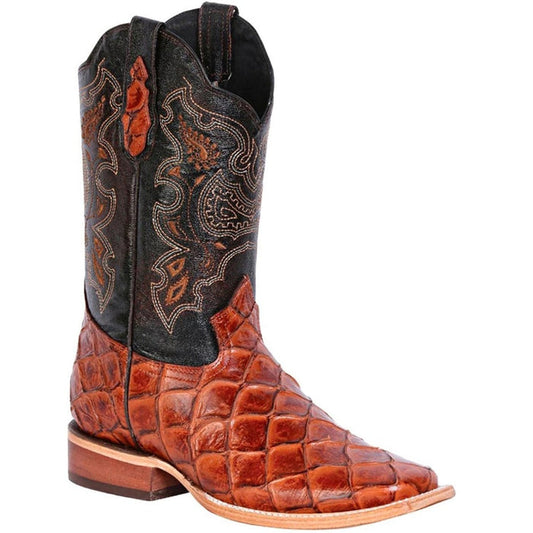 Botas de Pescado Pirarucu Grabado en Horma Rodeo Cuadrada GEN