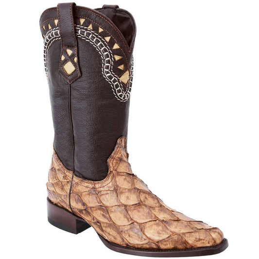Botas de Pescado Pirarucu Original en Horma Europea Cuadrada Color Arena
