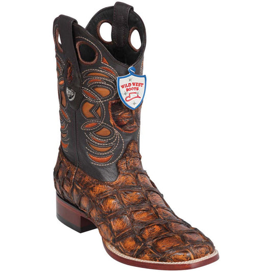 Botas de Pescado Pirarucu Original en Horma Rodeo Cuadrada