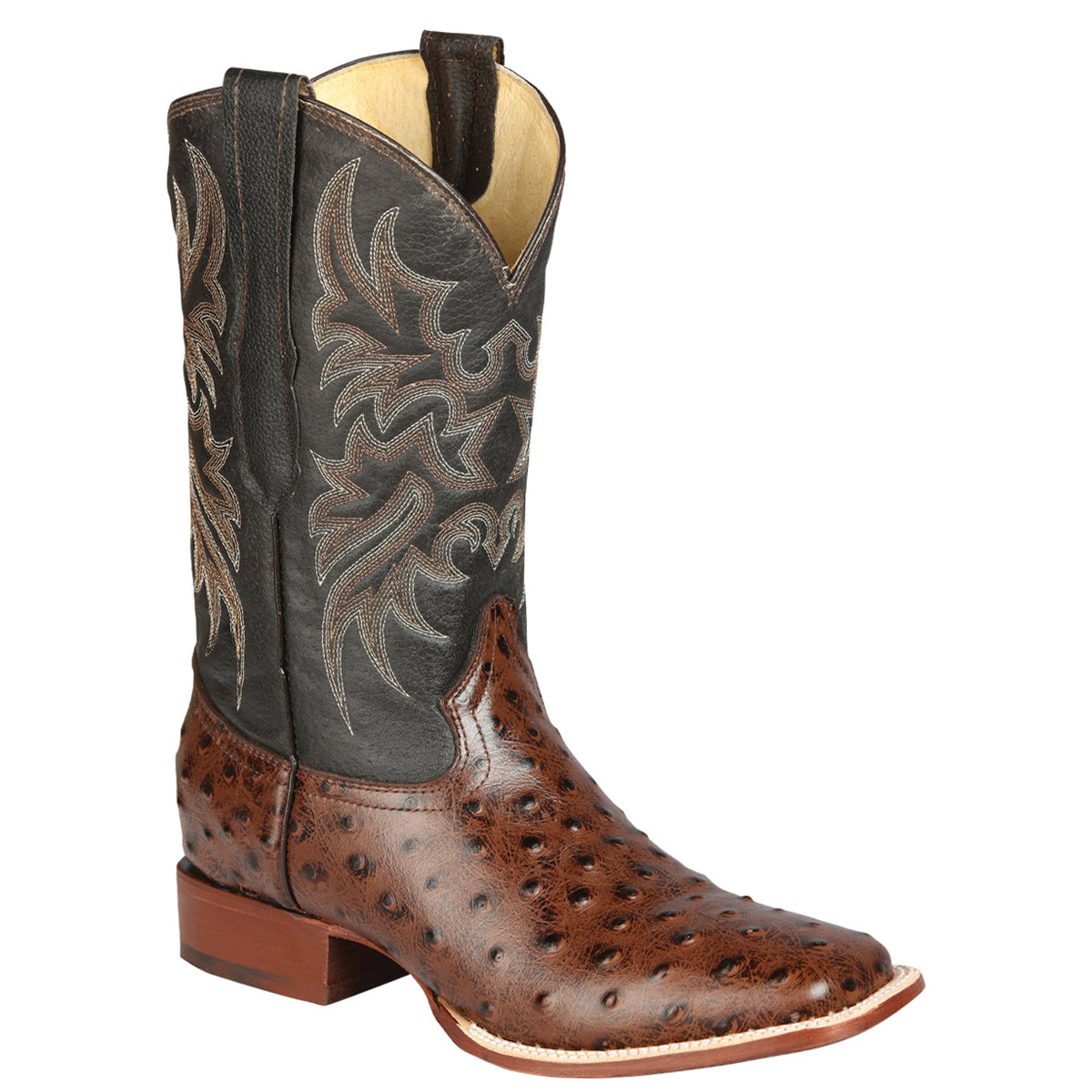 Brown Ostrich Print Boots