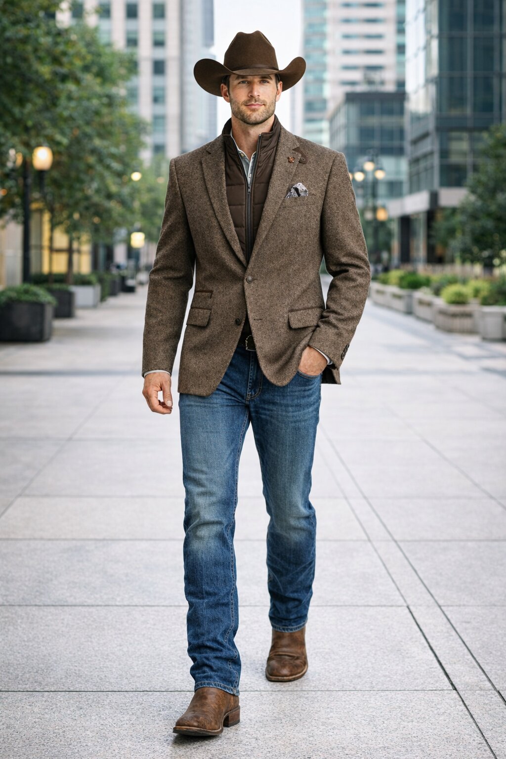 Mens Brown Herringbone Tweed Cowboy Western Blazer Classic Country Sport Coat Jacket for Ranch Wear,  Cowboy Jacket