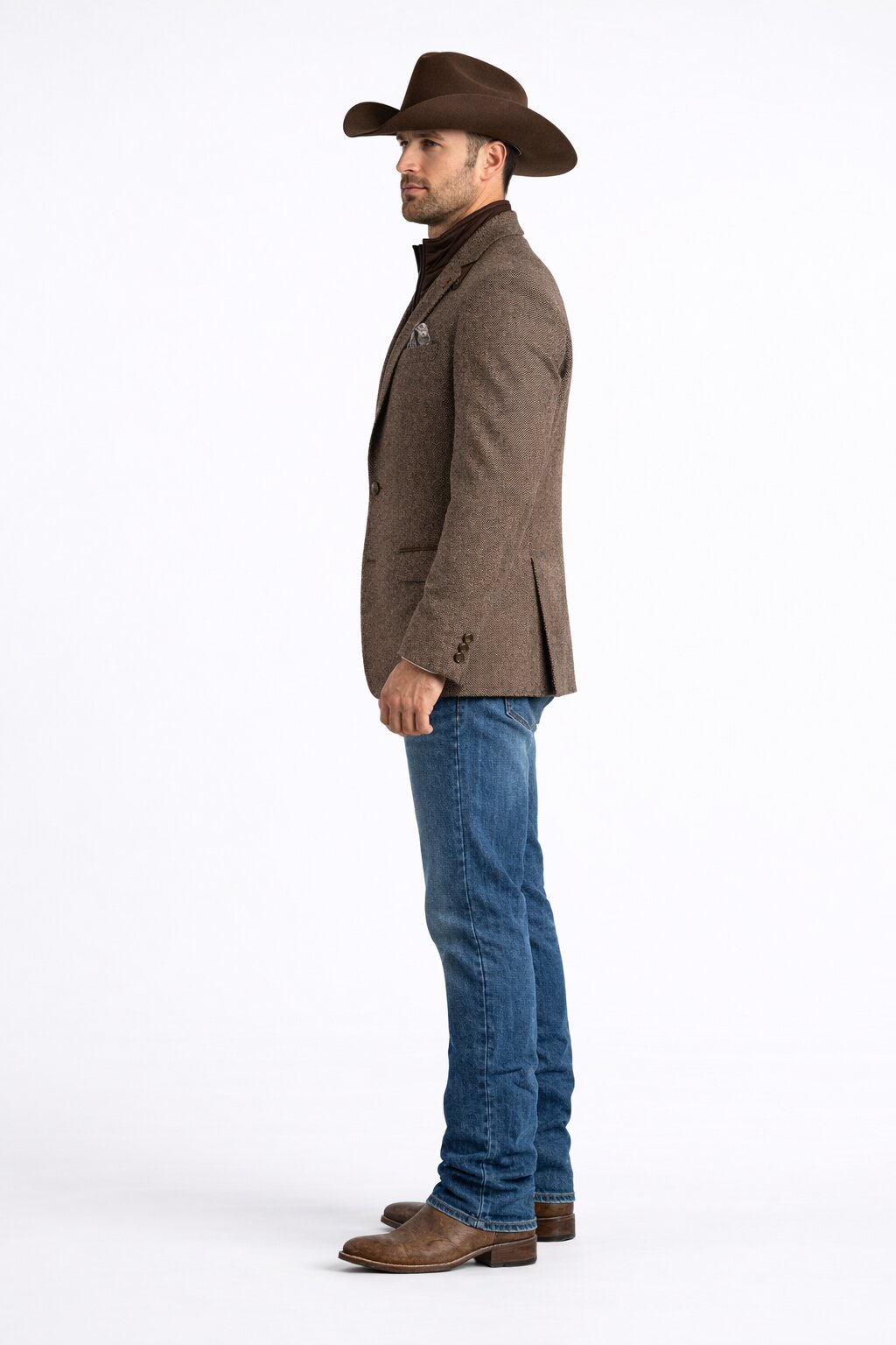 Mens Brown Herringbone Tweed Cowboy Western Blazer Classic Country Sport Coat Jacket for Ranch Wear,  Cowboy Jacket