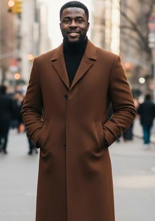 Men's Black Single Breasted Full Length Top Coat Seattle Men's Cognac Single Breasted Full Length Top Coat Seattle