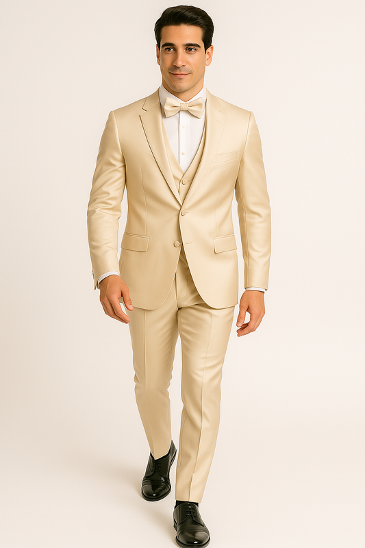 Champagne Satin Tuxedo Four Piece Set - Wedding - Prom