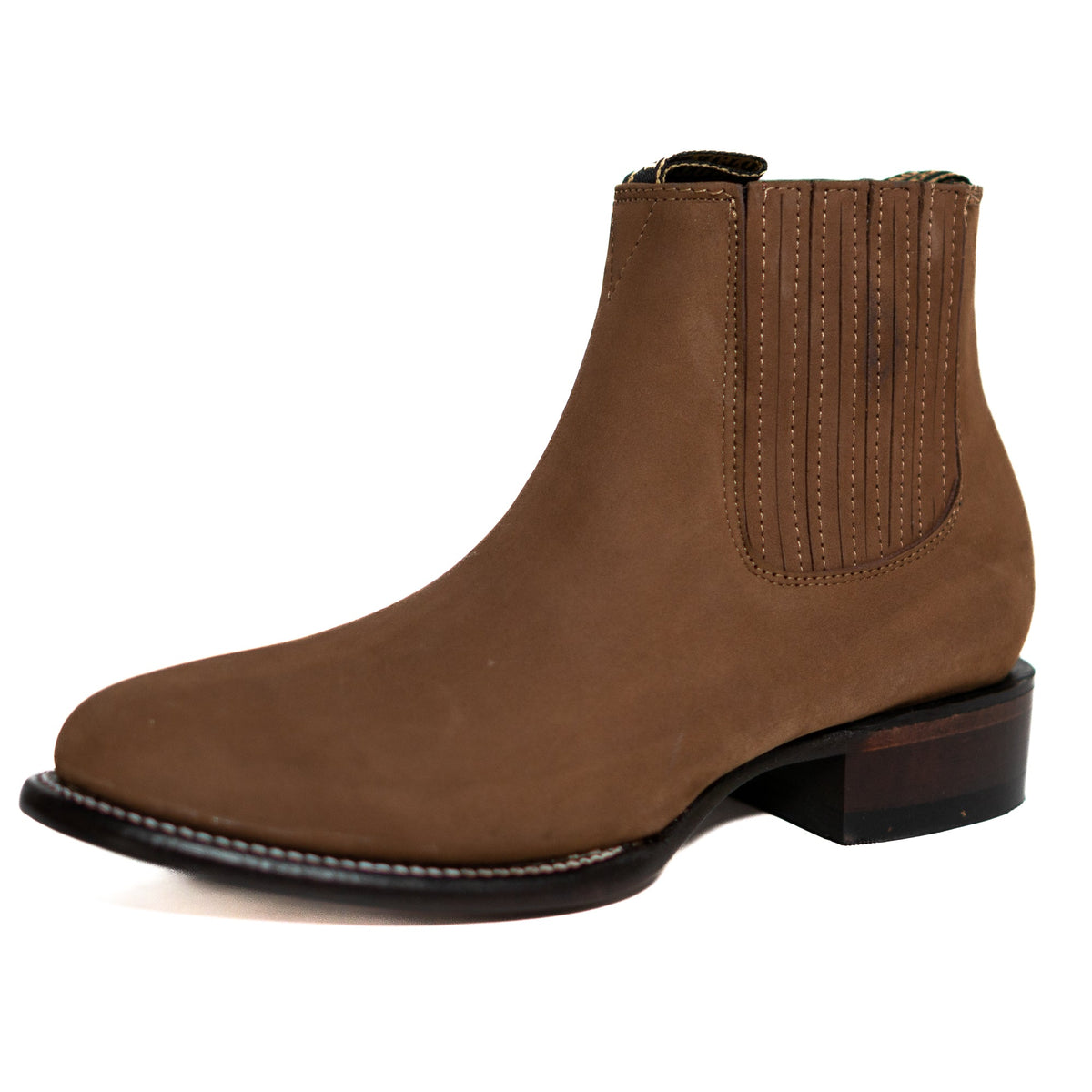 Los Altos Men's Toe Charro Short Boots Oval Nobuck Taupe