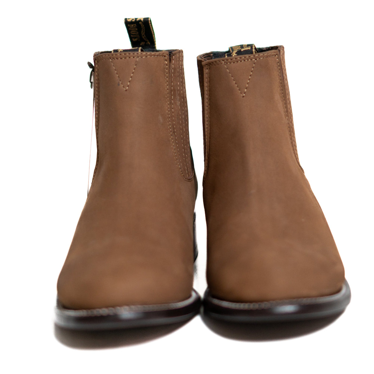 Los Altos Men's Toe Charro Short Boots Oval Nobuck Taupe